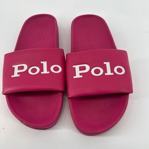 Polo Ralph Lauren Women's Pink Cayson Polo Slide Sandals Size 10B‎ Spellout